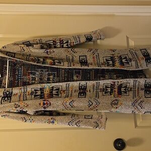 NORTHERN ANGEL Colorful Aztec Knit Long Line Hooded Cardigan Sweater Size Small